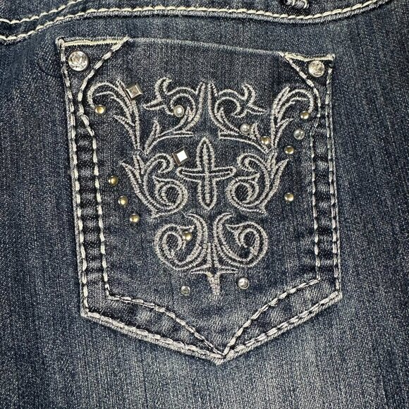 Earl Jean Women's Embellished Cropped Denim Capri Cuff Jeans, Size 8, Dark Wash - Picture 10 of 14